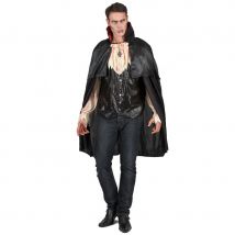 Déguisement noir satiné de vampire avec cape (M)