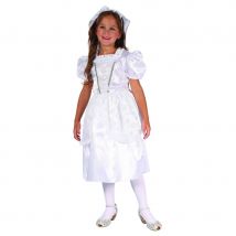Déguisement robe blanche satinée de petite mariée (10/12 ans)