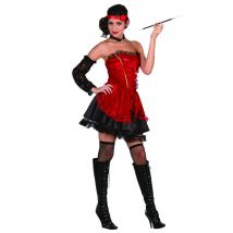 Déguisement robe courte de cabaret noire et rouge (S)
