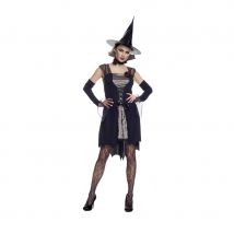 Déguisement robe mi-genoux noire de sorcière (M)