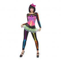 déguisement squelette femme fluo (L)