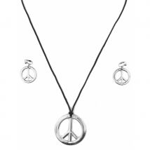 Ensemble collier boucles d'oreilles hippie argenté