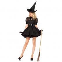 Elégante robe courte noire de sorcière (S)