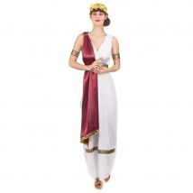 Elegante tenue de femme grecque avec toge rouge (Taille unique)