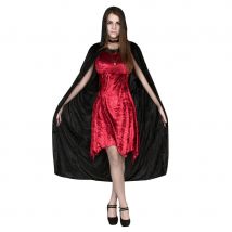 Elegante tenue de vampire rouge avec cape noire (M)