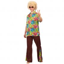 Ensemble tunique et pantalon hippie flowers homme (Taille unique)