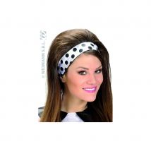 Foulard blanc en satin à pois noirs