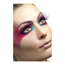 Faux cils longs violets et bandes métalliques
