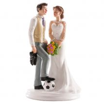 Figurine de couple foot pour gâteau de mariage