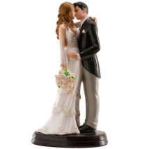 Figurine mariés qui s'embrassent pour gâteau, 18cm