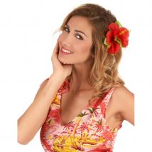 Fleur rouge Hawaienne sur barrette à cheveux