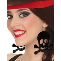 Grande boucles d oreilles noires tête de mort