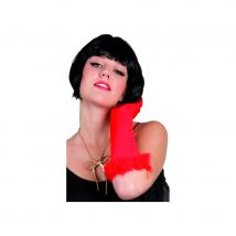 Gants cannes rouges avec plumes (ROUGE)