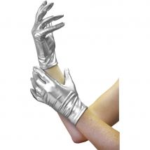 gants court satiné argenté et élastique. (ARGENT)