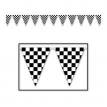 Guirlande de fanions damier noir et blanc