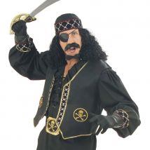 Gilet de pirate noir et doré, sans manches (Taille unique)
