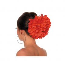 Grosse fleur rouge pour cheveux sur barette (ROUGE)