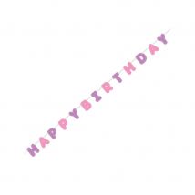 Guirlande Happy Birthday rose et violet de 274cm