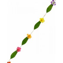Guirlande Hawaïenne fleurs et feuilles 180cm