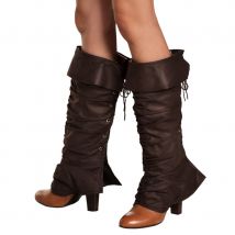 Guêtres médiévales aspect cuir marron pour femme (Taille unique)