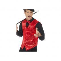 Gilet rouge à sequins pour homme (S)