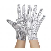 Gants recouverts de sequins argentés, adulte