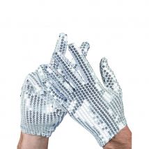 Gants recouverts de sequins argentés