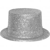 Haut de forme avec paillettes argentées (ARGENT)