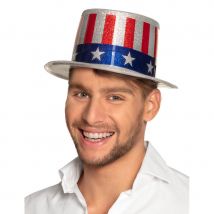 Haut de forme drapeau USA pailleté pour adulte