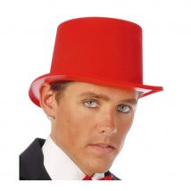 Haut de forme rouge uni en plastique