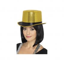 Haut de forme sequins dorés (Taille unique)