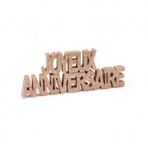 Joyeux anniversaire rose or pailleté de 19cm