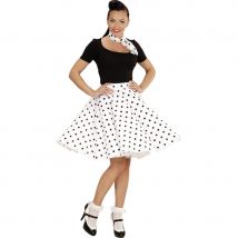 Jupe blanche à pois noirs avec foulard (Taille unique)