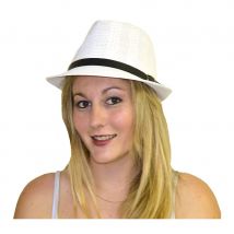 Justin blanc avec bandeau noir, en paille