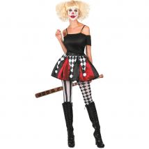 Jupe d'arlequin rouge, blanc et noir pour femme (M)