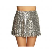 Jupe disco argentée à sequins (Taille unique)