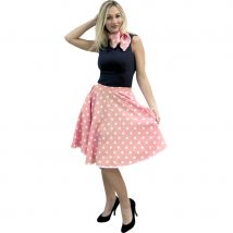 Jupe et foulard rose à pois blanc, (UNIQUE)