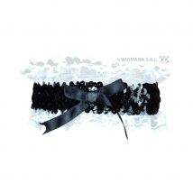 Jarretière noire et blanche dentelle et paillettes