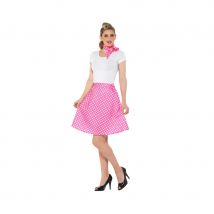 Jupe rose à pois années 50 avec foulard (S/M)