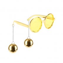 Lunettes avec pendentifs boules disco dorées