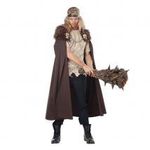 Longue cape de Viking marron avec fausse fourrure (M)