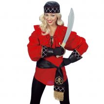 Large ceinture noire de pirate avec franges dorées