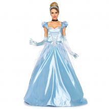 Large et longue robe bleue de princesse adulte (M)