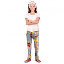 Legging motif jean fleuri style hippie, enfant (5/9 ans)
