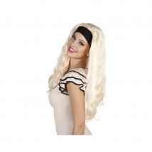 Longue perruque blonde avec bandeau noir