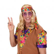 Longue perruque blonde de hippie ondulée