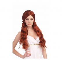 Longue perruque rousse légèrement ondulée
