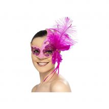 Loup rose à plumes, carnaval de Venise