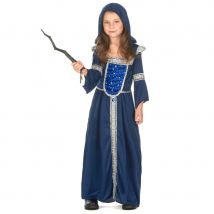 Longue robe bleue médiévale pour enfant (7/9 ans)