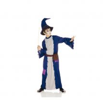 Longue robe de petit sorcier bleu gris (9/11 ans)